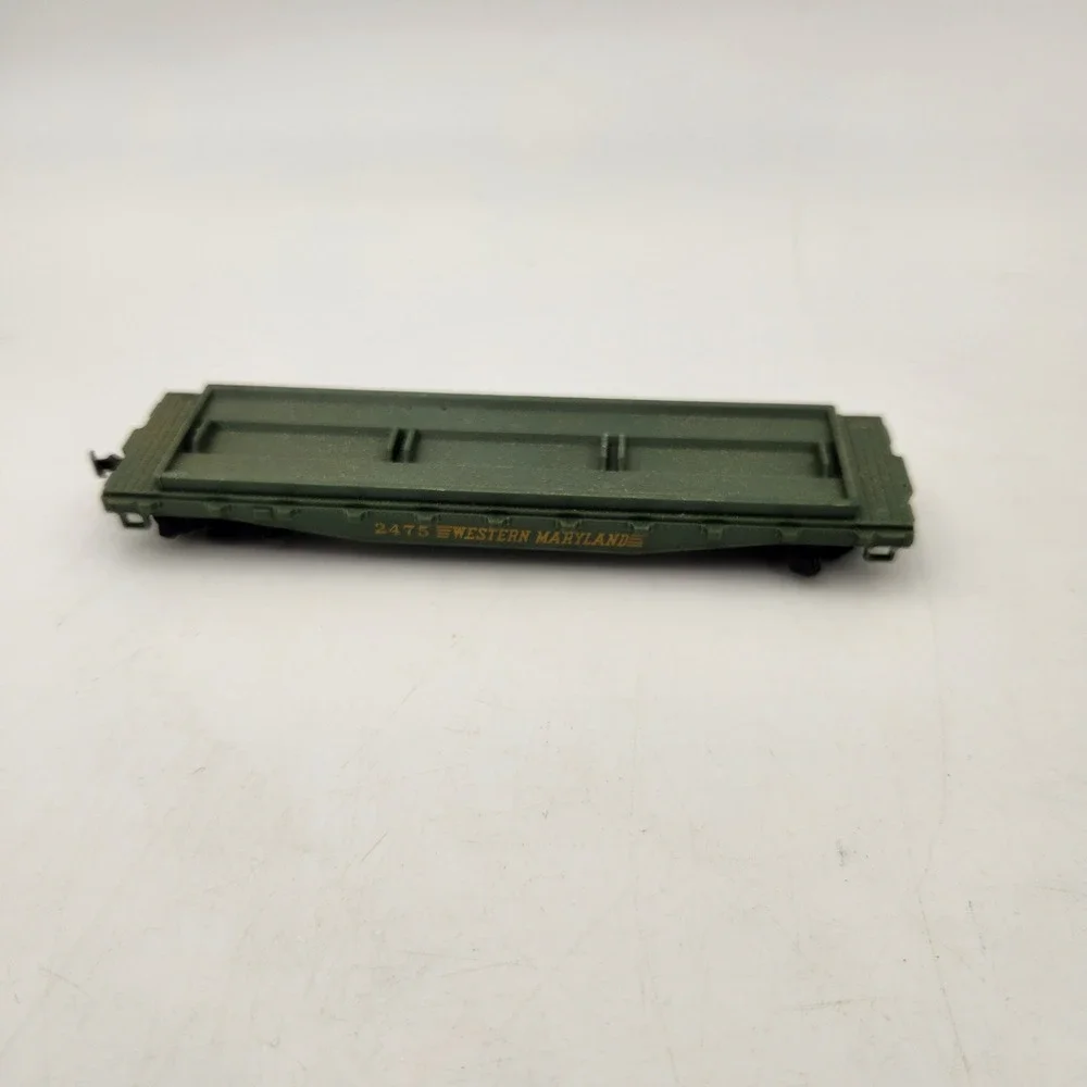 Lot of 3 HO Scale Flatcars Western Maryland 2475 Green and Fire Fox Red Plastic